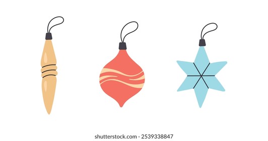 Set collection of Christmas tree and New Year decorations