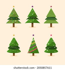 Set collection of Christmas trees with modern flat design. Can be used for
printed materials, flyer, banner, business cards.