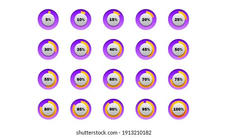 Establecer el color de círculo de la colección Gradiente Estado de carga Iconos Estilo de diseño del vector