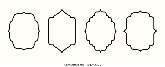 Set collection of circle frames arabic style design isolated on white background. Vector