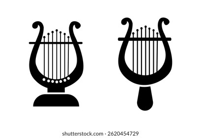 Set of Collection Classic Lyre Harp Type And Vector Icon Simple Design With Isolated Background.