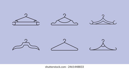 set collection of clothes hanger logo line art vector icon designs, minimalist hanger logo icon vector