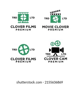 set collection clover film movies logo icon design