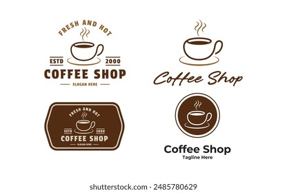 set collection coffee cup logo design concept vintage retro label