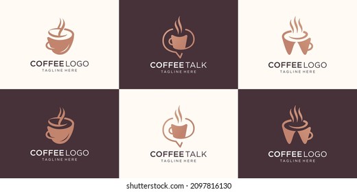 set collection coffee logo template. coffee cup mug discussion logo, bundle coffee logotype.