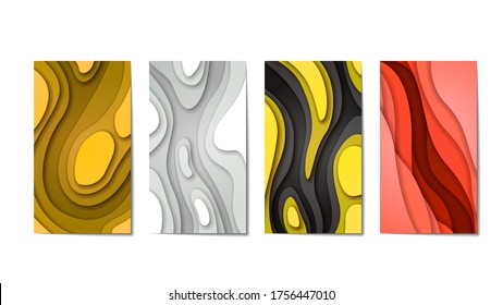 Set Collection Color Paper Cut Hintergrund Vectorschatten Vorlage Design Abstrakte Formen