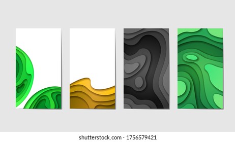 Establecer el papel de color de la colección Cortar el vector de fondo Sombras de plantilla Diseñar Formas abstractas