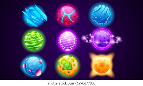 Set Collection Of Color Planets Space Galaxy Universe Vector