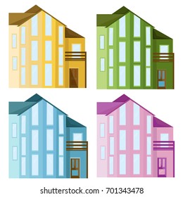 Set collection of colored architecture glass facade buildings vectors