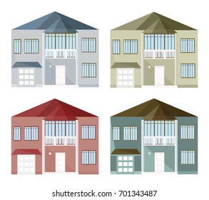 Set collection of colorful architecture facade houses buildings vectors