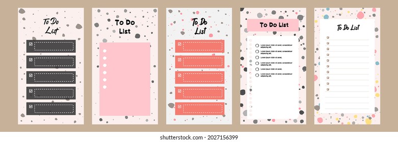 Set collection of colorful to do check list blank daily weekly planner. Suitable for social media story stories web banner template layout with abstract terrazzo pattern mosaic flat design vector