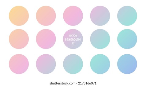 Set, collection of colorful gradient round frames, backgrounds, icons. Social media icons, design elements.