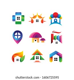 set collection colorful home and real estate logo