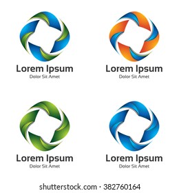 Set collection Colorful loop arrow vector. Abstract bright loop arrow icon logo. 