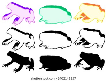 Indique la colección de coloridas ranas de moda. Ilustración vectorial de icono animal anfibio de rana