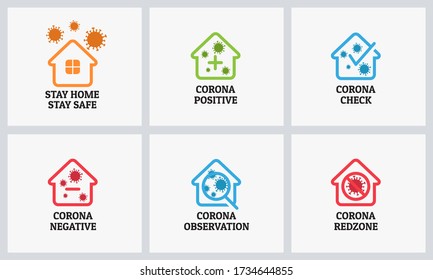 conjunto de iconos del vector del virus corona de colección