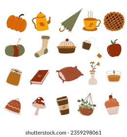 Set collection of cozy autumn element
