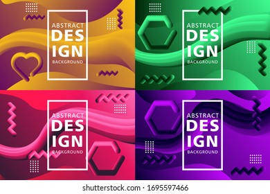 set collection creative modern design 3d flow shape banner. Liquid wave backgrounds for Poster, presentation and web Banner
