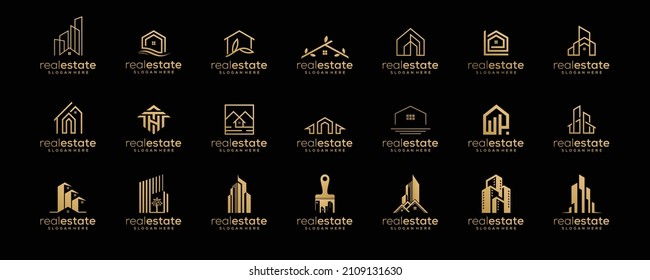 Set of collection creative real estate logo design templates
