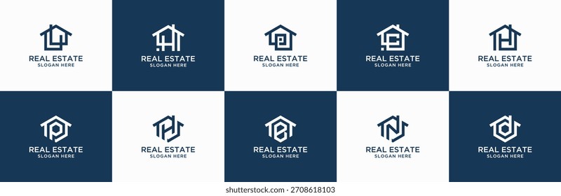 Conjunto de Plantillas creativas de diseño de logotipos de bienes raíces de colección