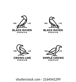 set collection crow line logo design