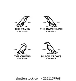 set collection crow line logo design