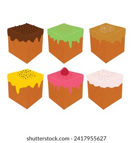 set of collection cube croissants illustration