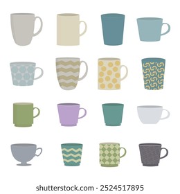 set collection of cups with different shapes