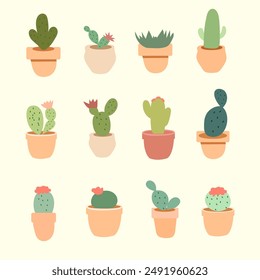 set of collection cute cactus vector IIlustrations