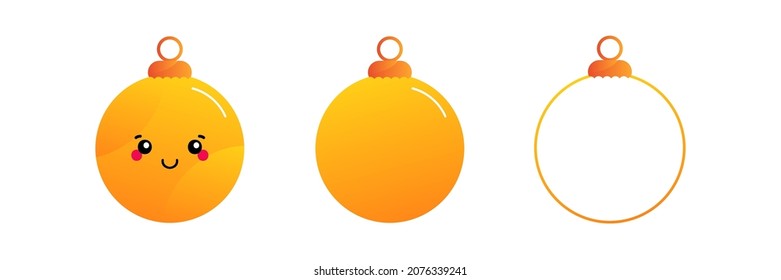 Set, colección de adorables dibujos animados estilo navidad amarilla adorno personaje con adornos de navidad, iconos de bailes de navidad, símbolos para el diseño de vacaciones de invierno.
