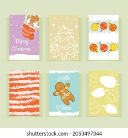 set of collection cute christmas greeting card
