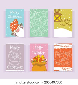 set of collection cute christmas greeting card