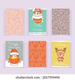 set of collection cute christmas greeting card