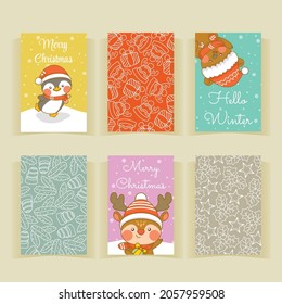 set of collection cute christmas greeting card