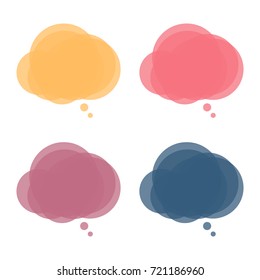 Set, collection of cute colorful layered speech bubbles, clouds.