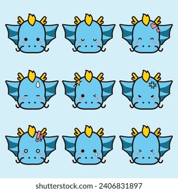 set of collection cute dragon expressions