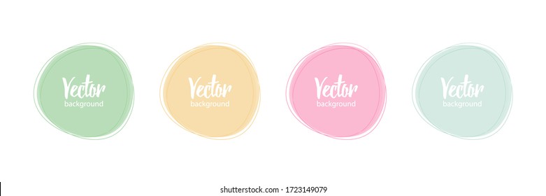 Set, collection of cute pastel colors vector abstract backgrounds, round frames.
