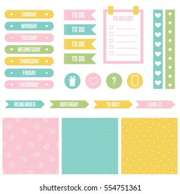 Set, collection of cute printable stickers for planner, organizer, calendar.
