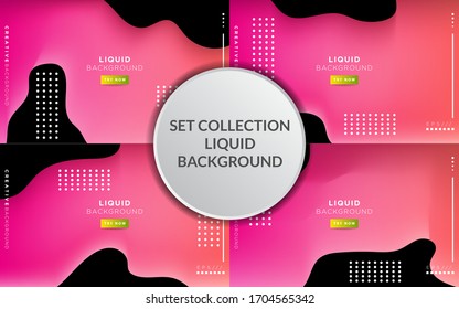 set collection dark dynamic wave background banner with circle dots. vector illustration.
