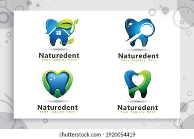 set collection of Dental care vector logo design with modern natural concept , symbol illustration creative template with modern color style.