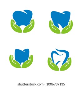 Set collection dental leaf logo