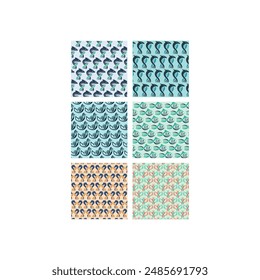 Set Collection design of Abstract Animal Dna Pattern vector flat design, suitable for your design, banner, template, and etc