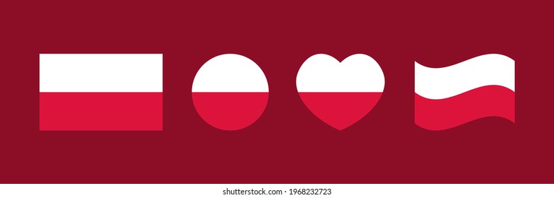 Set, collection of design elements with flags of Poland for Independence Day and other national and public holidays.
