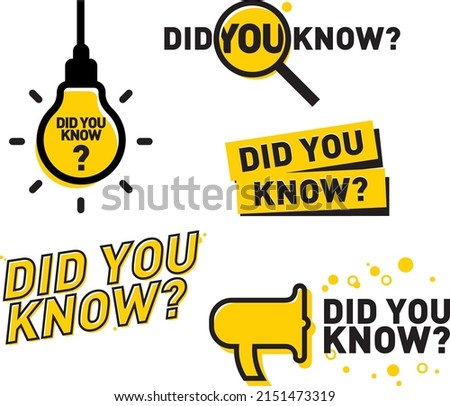 Set or collection of did you know icons in yellow and black