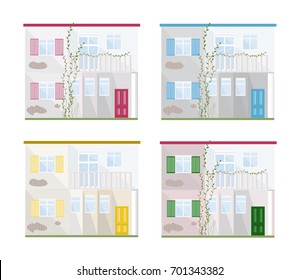 Set collection of different colors architecture facade homes vectors