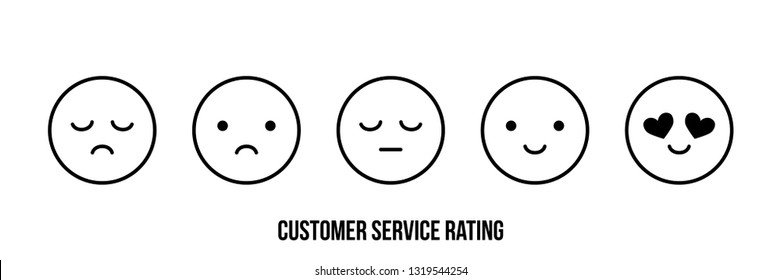 Set, collection of different emotion faces, emoji for customer service rating or mailout.