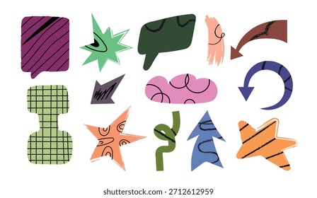 Establecer la colección de diferentes Formas con patrones de doodle