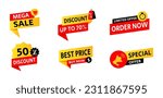 set collection of discount tags, mega sale, best price, special offer