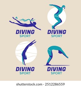 Conjunto de Plantilla de diseño de idea de emblema de buceo de Colección para torneo y club