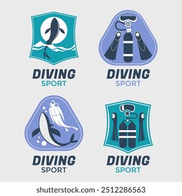 Set of Collection Diving Emblem Idea Design Template for Tournament and Club